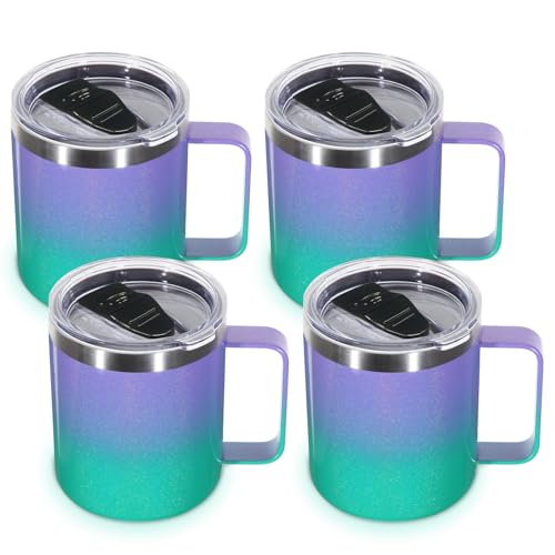 14oz Insulated Stainless Steel Coffee Mug with Lid Bulk 4 Pack (4 Count)