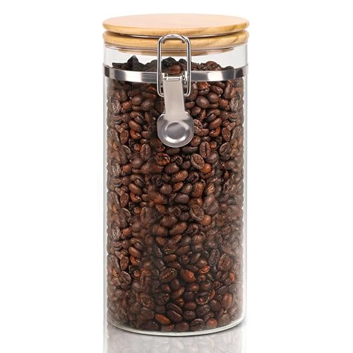Glass Coffee Canister Coffee Containers for Ground Coffee Coffee Bean Storage Airtight Seal with Locking Clamp
