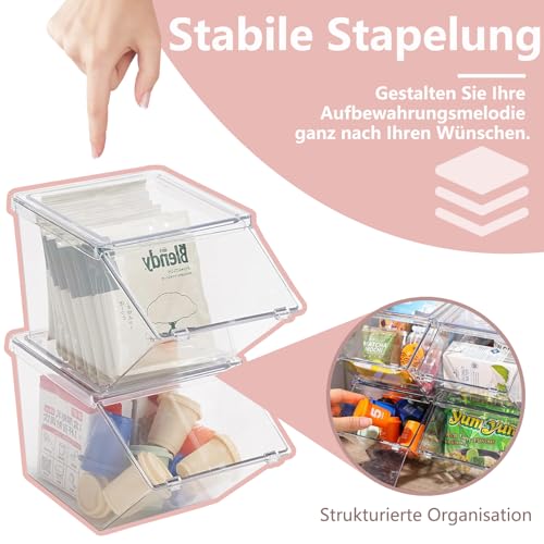 Stackable Tea Bag and Coffee Pod Organizer with Clear Front Flap (2 Count)