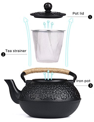 Cast Iron Tea Pot with Infusers for Loose Tea