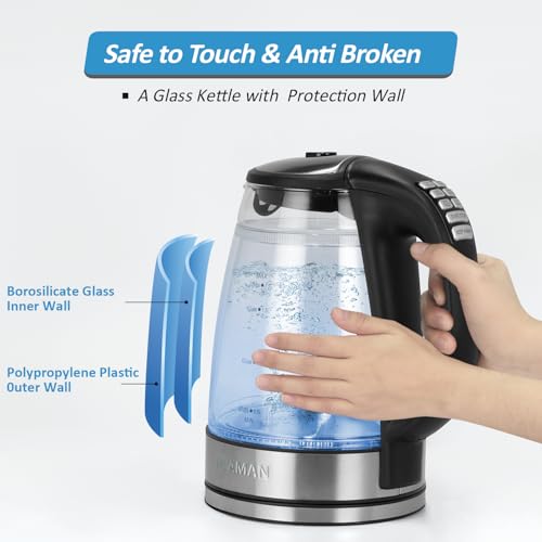 Cool Touch Electric Kettle with 6 Temp Presets for Tea