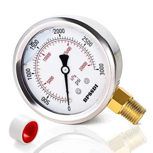 0 3000 Psi Glycerin Liquid Filled Hydraulic High Pressure Gauge