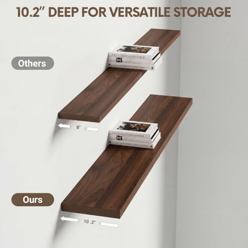 10 Inch Deep Floating Shelves 40” Set of 2 (2 Count)