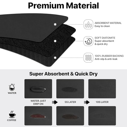 Black Dish Drying Mat + Faucet Mat for Kitchen Sink (2 Count)