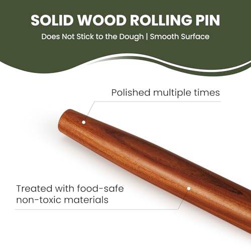 Natural Solid Bubinga Wood French Rolling Pin for Baking