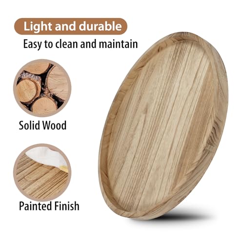 Round Ottoman Tray Large Wood Serving Tray for Table Living Room Bedroom