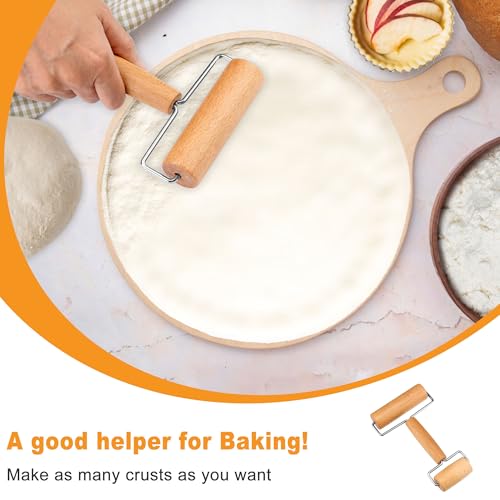 2 Packs Pizza Dough Roller & Dough Docker Kit Wooden Rolling Pin for Baking (2 Count)