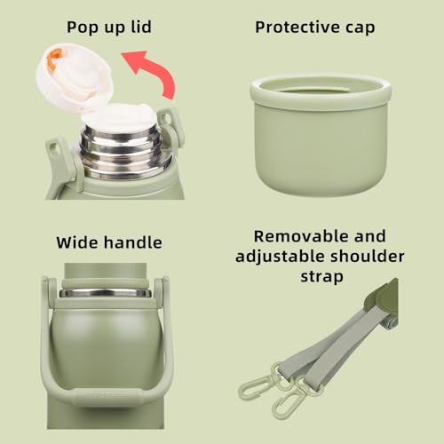 Stainless Steel Insulated Bottle with Handle & Strap