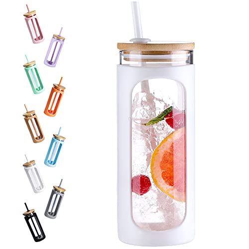 20oz Glass Water Tumbler with Straw and Lid