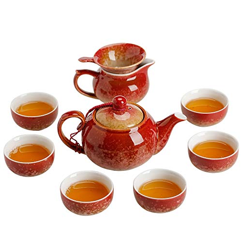 Tea Set Kiln Red and Brown Glaze Ceramic Teapot Gift Box Kung Fu