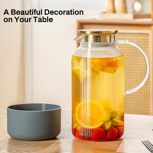 2 PACK Glass Pitcher with Silicone Base (2 Count)