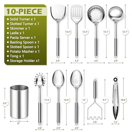 Stainless Steel Kitchen Cooking Utensils Set (10 Count)