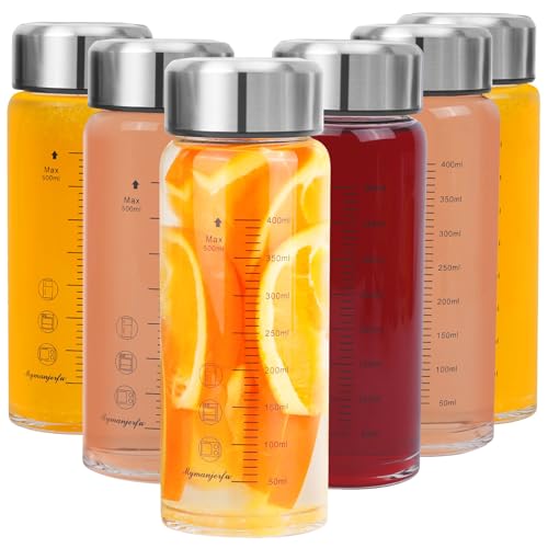 Glass Juice Bottles 6 Pack 16 oz (6 Count)