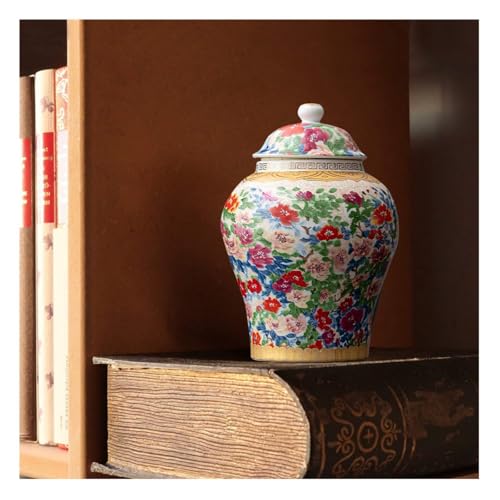 8 inches Ginger Jar with Lid Chinese Decorative Ceramic Tea Storage
