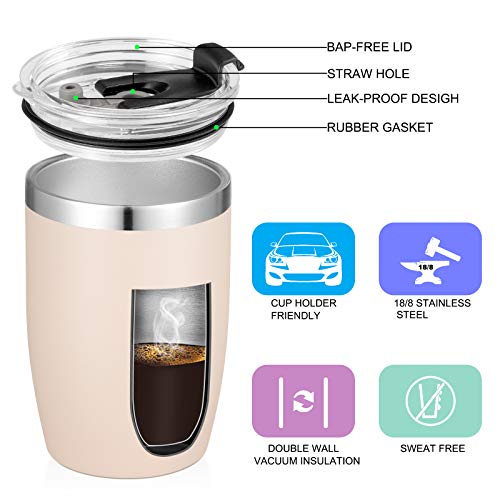 Stainless Steel 12 oz Tumblers bulk Vacuum Insulated Double Wall Travel Tumbler with Lid and Straw Reusable Tumbler (12 Count)