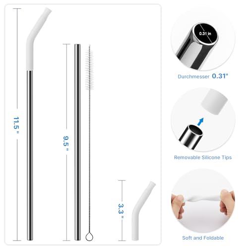 Repeatable Metal Straw with Silicone Tips for 30 oz Stanley Tumbler