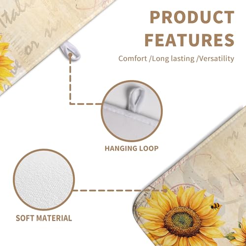 Spring Summer Dish Drying Mat Sunflower Kitchen Dish Drying Pad Absorbent Vintage Drying Mat for Countertops Dish Dryer Mat Microfiber Dishes Drainer Pad Dish Drying Rack Mat