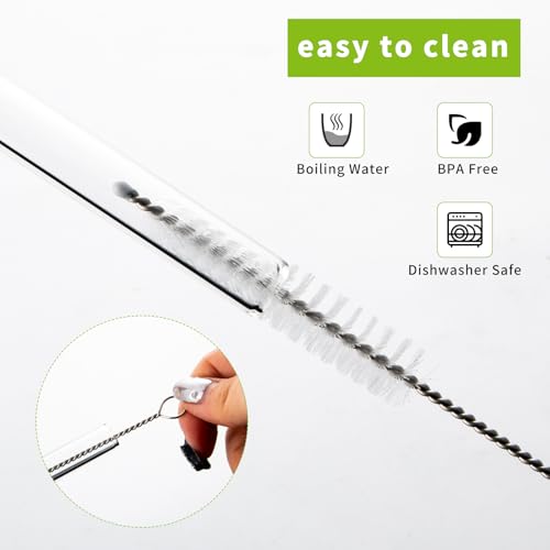 Reusable Glass Straws Set 16 Pcs 8.5''x 10MM Bent Clear Glass Drinking Straws (16 Count)
