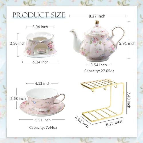 floral porcelain coffee cups set for 6 people