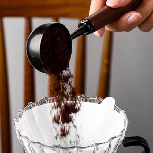 2 PCS Coffee Scoop Vintage Coffee Measuring Spoon Retro Stainless Steel Coffee Spoon Long Wooden Handle Coffee Scoop Kitchen Utensil for Scooping (2 Count)