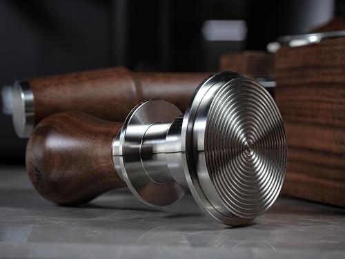 Calibrated Espresso Tamper 58mm Walnut Spring Loaded Design