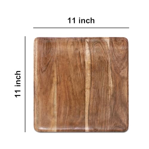 Square Acacia Wood Plates (2 Count)