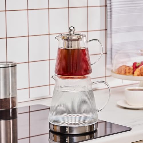 Keops XL Borosilicate Glass Teapot with Infuser and Lid for Stovetop (2 Count)