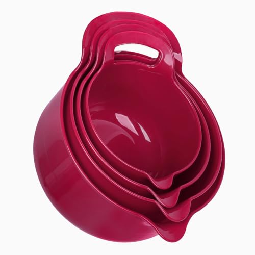 4 Pack Nesting Mixing Bowl Set with Pour Spout and Handle