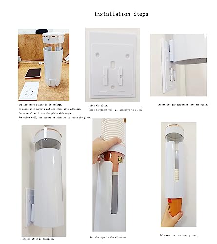 Coffee Machine or Water Dispenser Wall Mounted Disposable Cup Dispenser