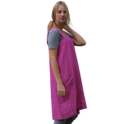Women's Pinafore Square Apron Baking Cooking Gardening Works Cross Back Cotton