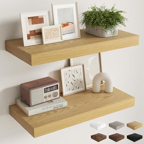 30 Inch Oak Floating Shelves for Wall (2 Count)