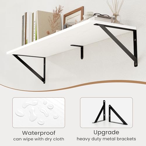 White Deep Floating Shelves for Wall (2 Count)