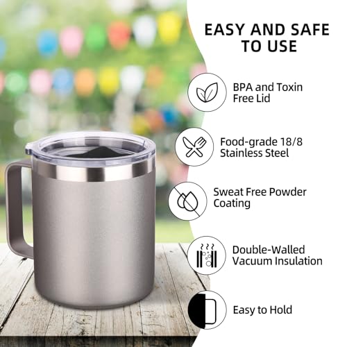 14oz Insulated Stainless Steel Coffee Mug with Lid Bulk 8 Pack (8 Count)
