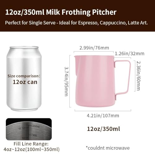 12oz Milk Frothing Pitcher Stainless Steel Espresso Steaming Jug