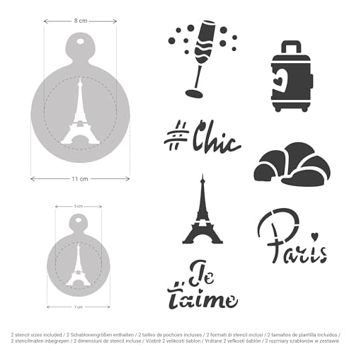 Coffee Stencils and Cookies Decoration 14Pcs 2.8”x2.8” and 4.3”x4.3” (14 Count)