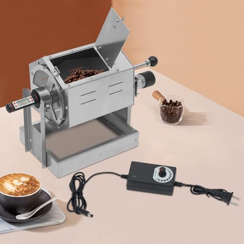 0.66 2.65lb Automatic Coffee Roaster Coffee Bean Roasting Machine Commercial Coffee Gas Roaster with Thermometer & Speed Controller Drum Type Gas Burner Require