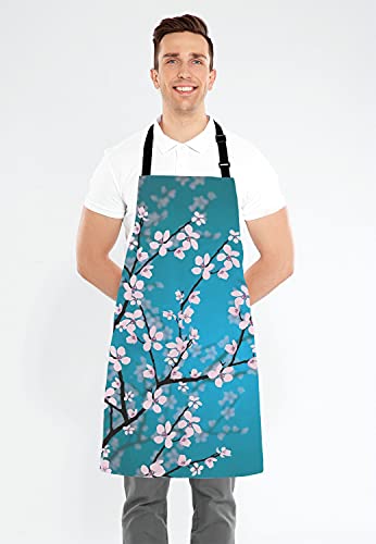 Spring Japanese Flowers Kitchen Cooking BBQ Chef Apron