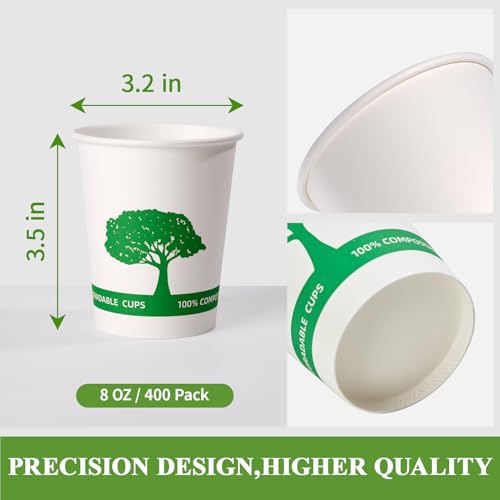 400 Pack Compostable Paper Cups (400 Count)