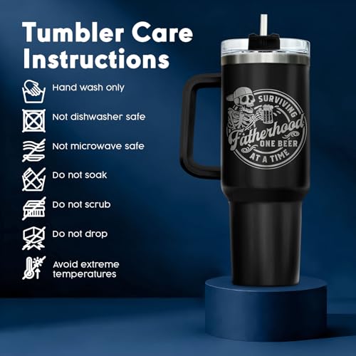 Dad Skeleton Surviving Fatherhood 40 oz Tumbler with Handle