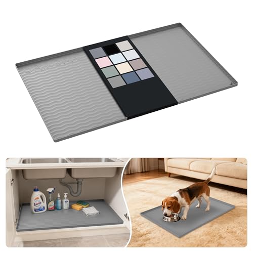 Waterproof Silicone Under Sink Mat 31'' x 22'' Shelf Liner for Kitchen and Bathroom