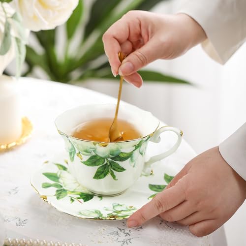 Country Roses Bone China Tea Cup and Saucer Set (6 Count)