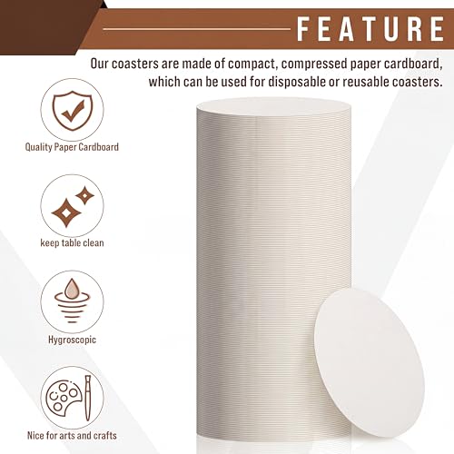 400 Pcs Round Cardboard Coasters Bulk