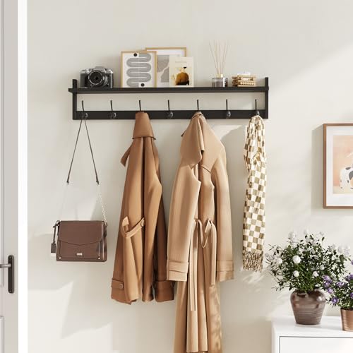 Wall Hooks with Shelf 35 Inch Length Entryway Hanging Shelf Wood Coat Hooks Wall