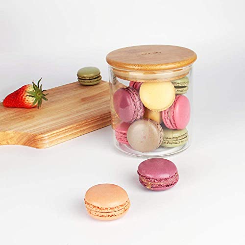 Glass Food Storage Containers Jar Seal Bamboo Lids 600ml Airtight Canister Organization Sets Stackable