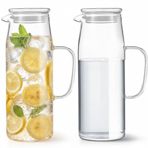 2 Sets Glass Pitcher with Lid (2 Count)