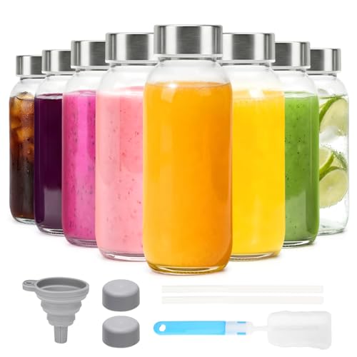 Glass Juice Bottles with Lid 12 oz