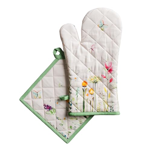 100% Cotton Oven Mitt & Pot Holder Set