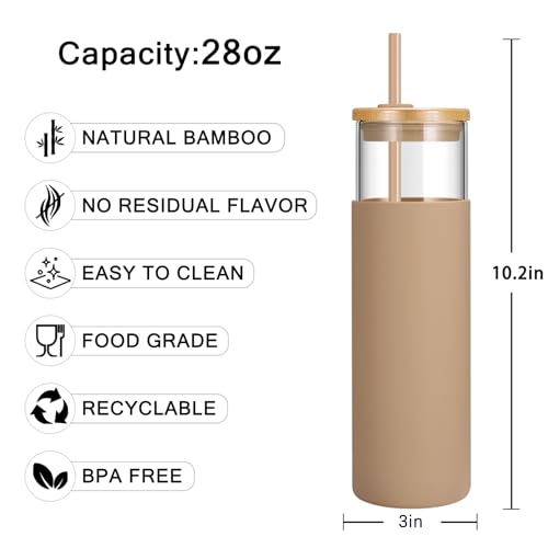 28 oz Glass Tumbler with Lids and Straws