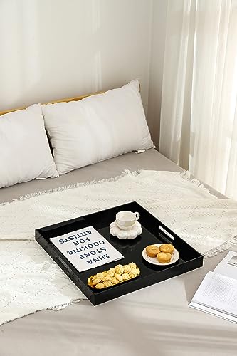 Glossy Black Sturdy Acrylic Serving Tray with Handles