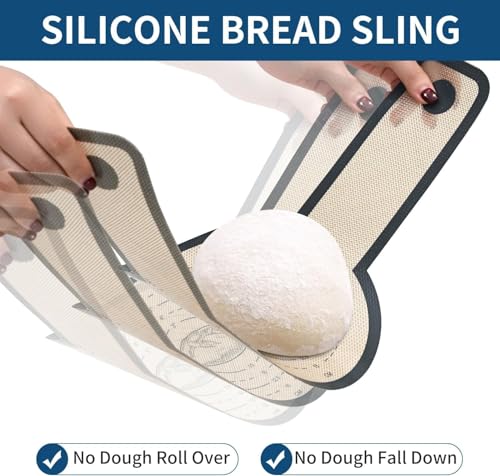 Silicone Bread Sling for Dutch Oven Liners Silicone Baking Mat Reusable Sourdough Bread Baking Supplies with Long Handle Bread Making Tools for Transfer Sourdough